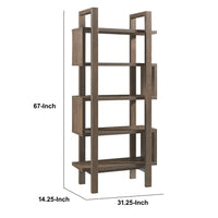5 Shelf Open Design Wooden Bookcase with Zig Zag Design in Brown - BM204137