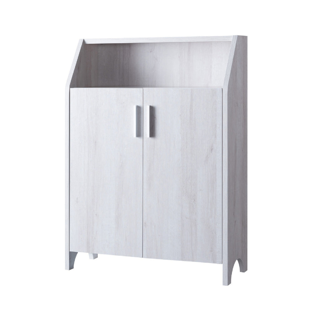 2 Door Wooden Shoe Cabinet with Top Shelf Storage in White - BM204140
