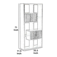 Wooden Bookcase with 4 Doors and 6 Shelves in Black and Distressed Gray - BM204164