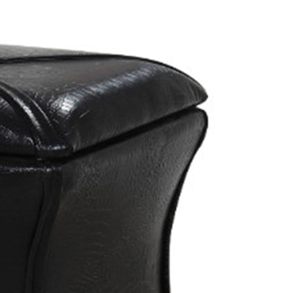 Leatherette Button Tufted Square Storage Ottoman with Seating, Black - BM204193