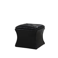 Leatherette Button Tufted Square Storage Ottoman with Seating, Black - BM204193