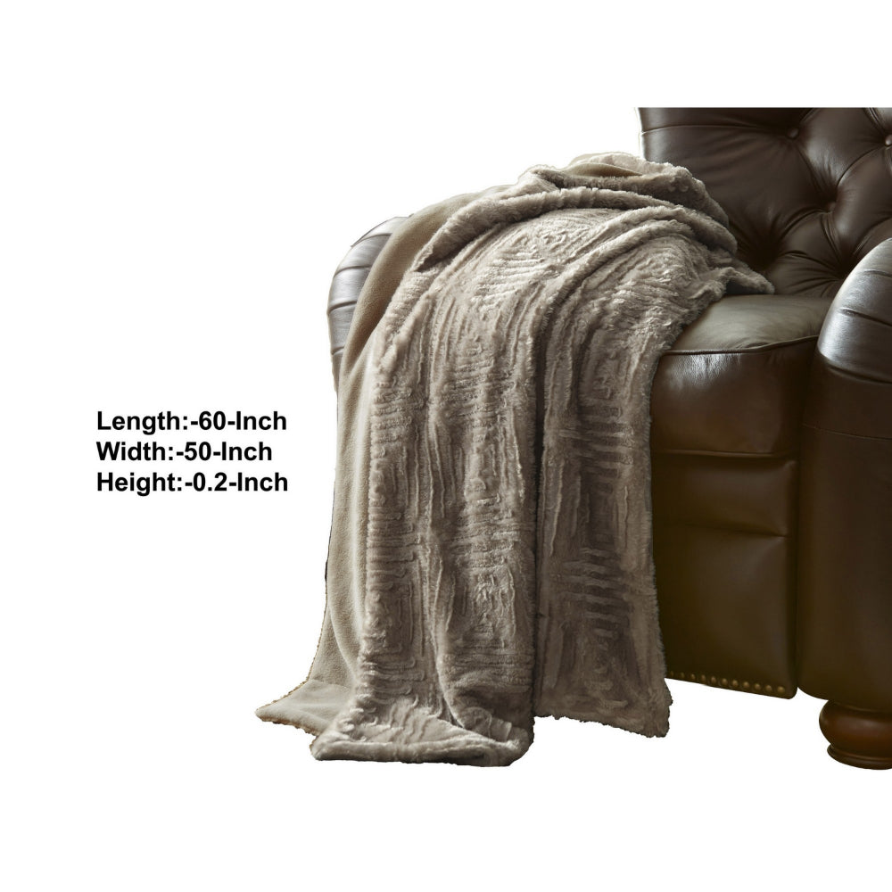 Treviso Faux Fur Throw with Fret Pattern The Urban Port, Beige - BM204286