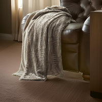 Treviso Faux Fur Throw with Fret Pattern The Urban Port, Beige - BM204286