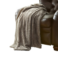 Treviso Faux Fur Throw with Fret Pattern The Urban Port, Beige - BM204286