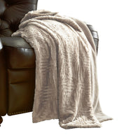 Treviso Faux Fur Throw with Fret Pattern The Urban Port, White - BM204287