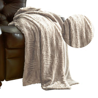 Treviso Faux Fur Throw with Fret Pattern The Urban Port, White - BM204287