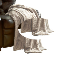 Treviso Faux Fur Throw with Fret Pattern The Urban Port, White - BM204287