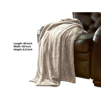 Treviso Faux Fur Throw with Fret Pattern The Urban Port, White - BM204287