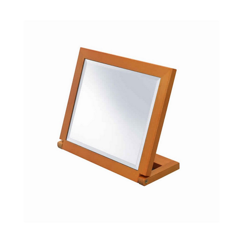 Wooden Rectangular Tilted Bevelled Mirror, Brown and Silver - BM204307