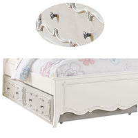 Twin Size Wooden Trundle with Round Knobs and Caster Wheels, White - BM204308
