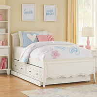 Twin Size Wooden Trundle with Round Knobs and Caster Wheels, White - BM204308