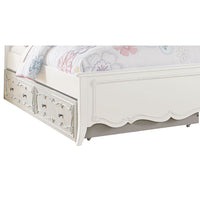 Twin Size Wooden Trundle with Round Knobs and Caster Wheels, White - BM204308