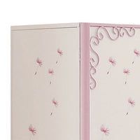 Metal Armoire with Butterfly Handle and Dandelions, White and Purple - BM204309