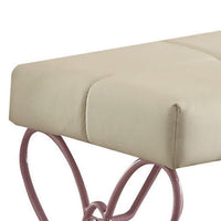 Metal Armless Bench with Butterfly Design, White and Purple - BM204310