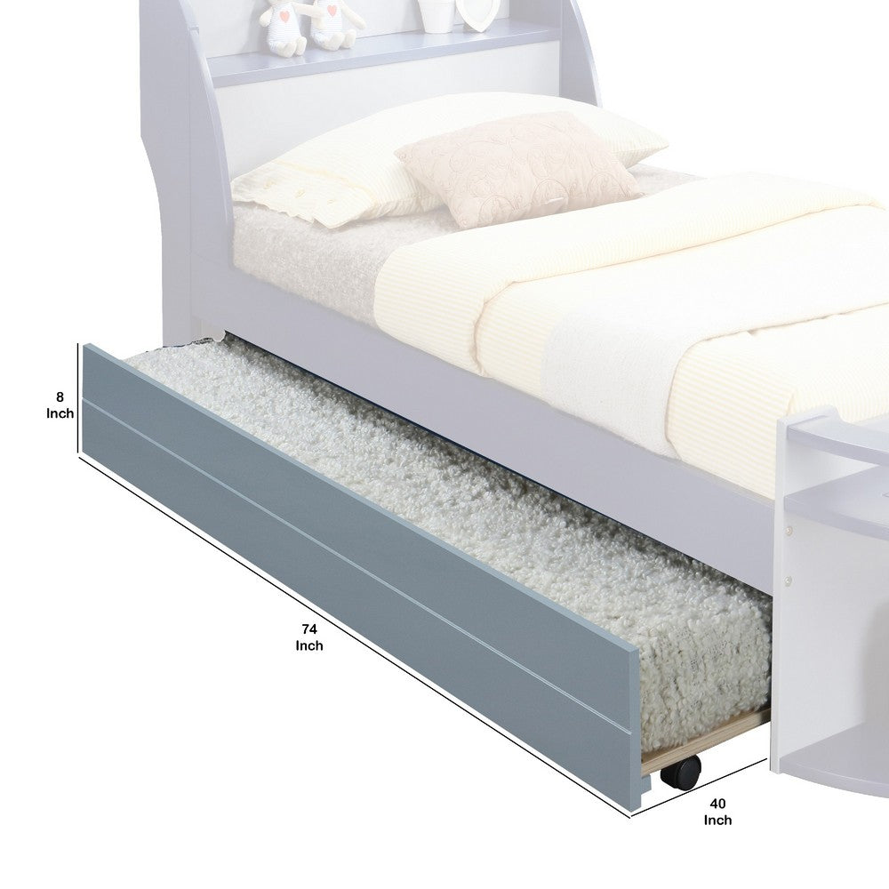 Transitional Style Wooden Trundle Bed with Caster Wheels, Gray - BM204312