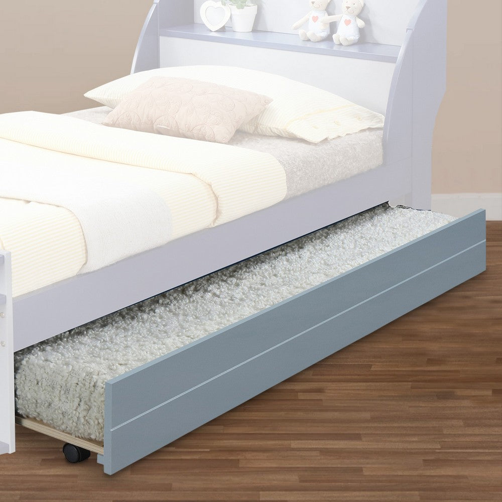 Transitional Style Wooden Trundle Bed with Caster Wheels, Gray - BM204312