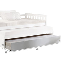 Mission Style Wooden Twin Size Daybed Trundle with Caster Wheels, White - BM204335