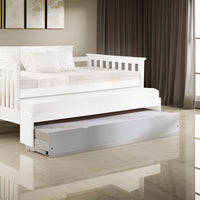 Mission Style Wooden Twin Size Daybed Trundle with Caster Wheels, White - BM204335