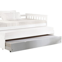 Mission Style Wooden Twin Size Daybed Trundle with Caster Wheels, White - BM204335