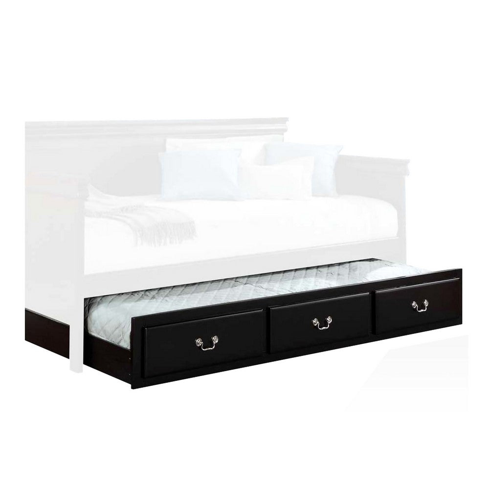Wooden Twin Size Trundle Bed with Caster Wheels, Black - BM204336