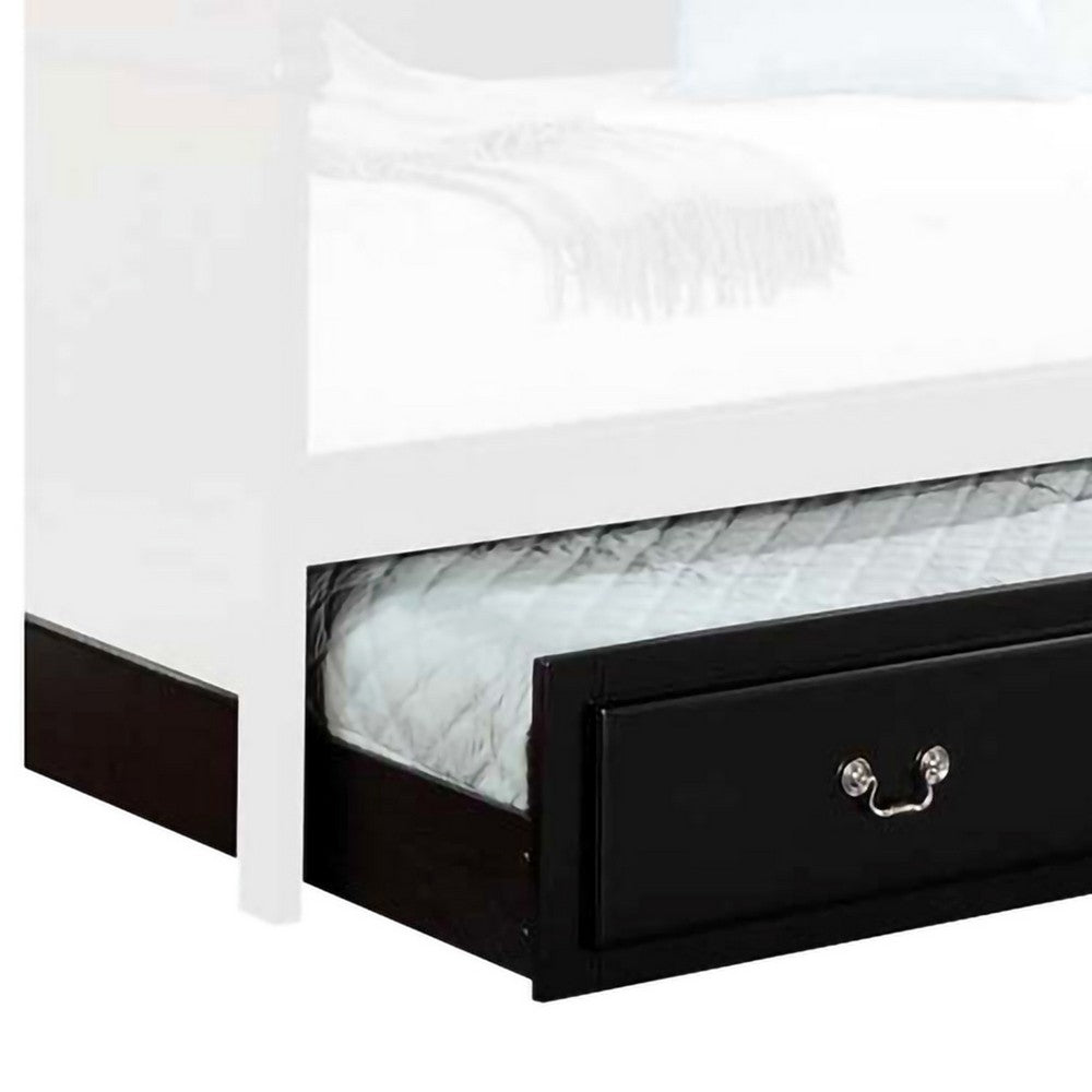 Wooden Twin Size Trundle Bed with Caster Wheels, Black - BM204336