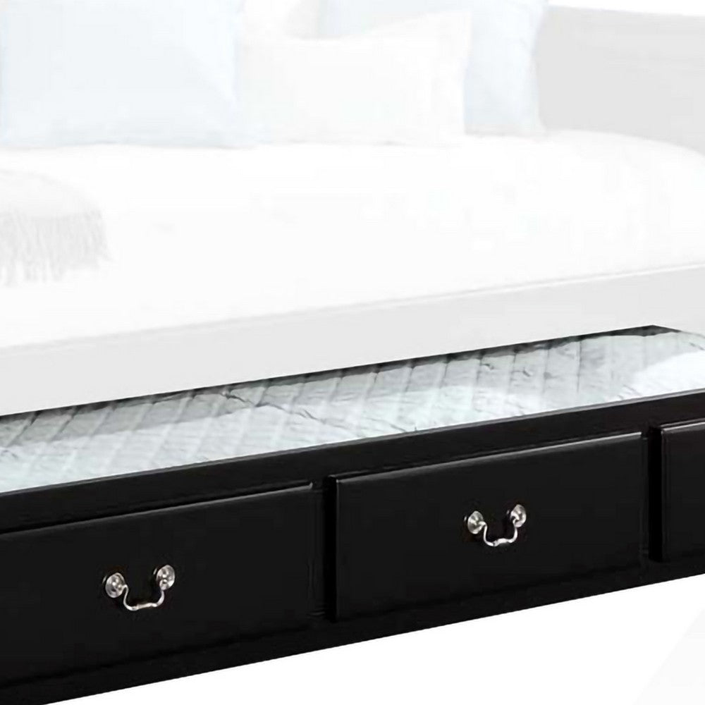 Wooden Twin Size Trundle Bed with Caster Wheels, Black - BM204336