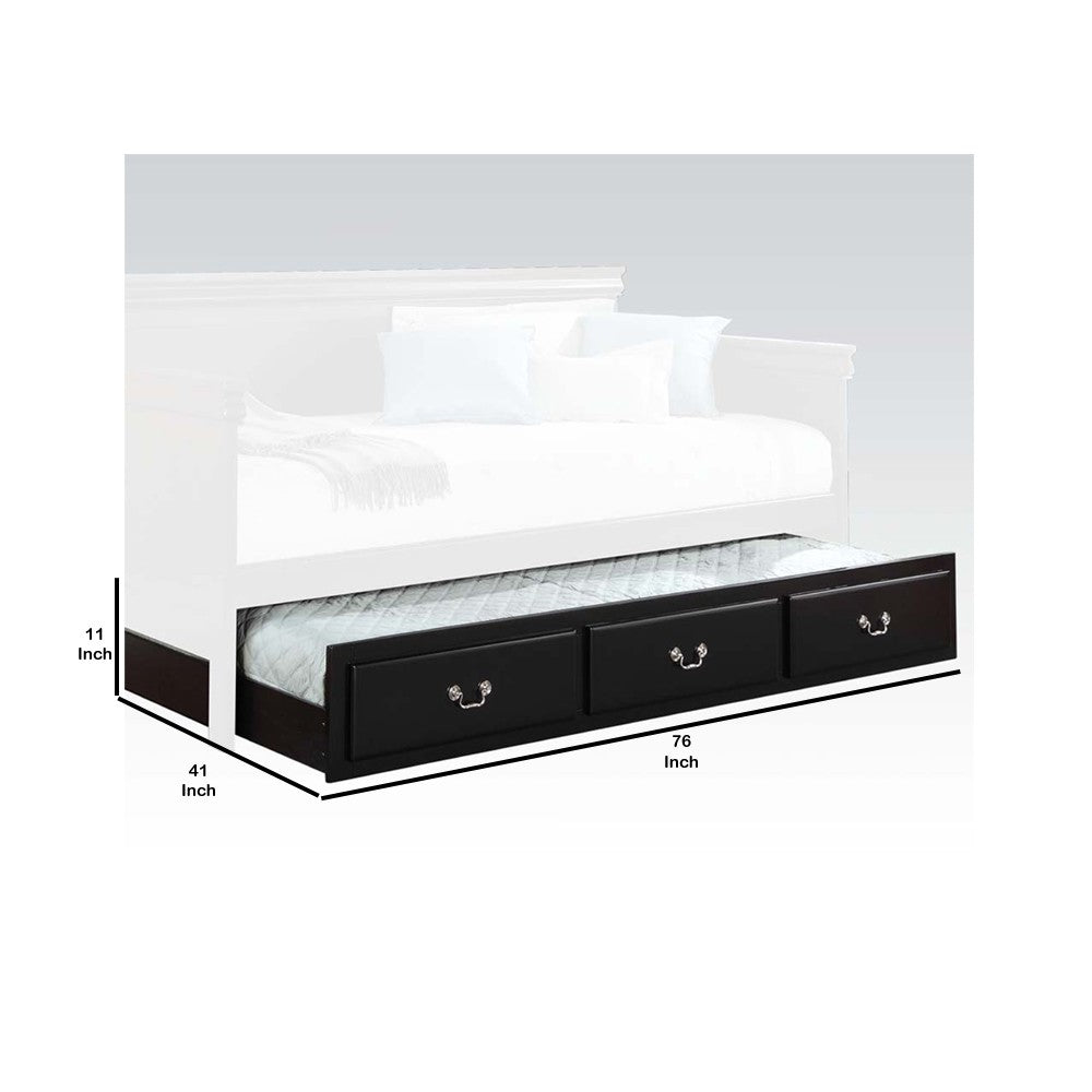 Wooden Twin Size Trundle Bed with Caster Wheels, Black - BM204336