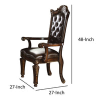 Leather Upholstered Button Tufted Wooden Side Chair, Set of Two,Brown - BM204349