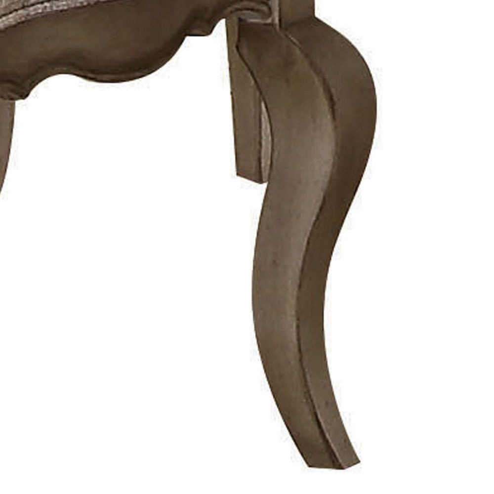 Wooden Arm Chairs with Button Tufting, Set of Two, Gray and Brown - BM204359