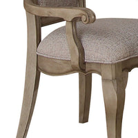 Wooden Arm Chairs with Button Tufting, Set of Two, Gray and Brown - BM204359