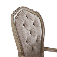 Wooden Arm Chairs with Button Tufting, Set of Two, Gray and Brown - BM204359