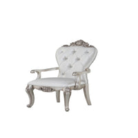 Wooden Arm Chairs with Button Tufting, Set of Two, Cream and White - BM204362