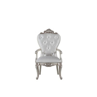 Wooden Arm Chairs with Button Tufting, Set of Two, Cream and White - BM204362