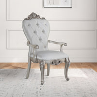 Wooden Arm Chairs with Button Tufting, Set of Two, Cream and White - BM204362