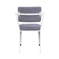 Fabric Upholstered Metal Dining Chair, Set of 2, White and Gray - BM204482