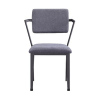 Fabric Upholstered Metal Dining Chair, Set of 2, Gray and Black - BM204487