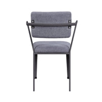 Fabric Upholstered Metal Dining Chair, Set of 2, Gray and Black - BM204487