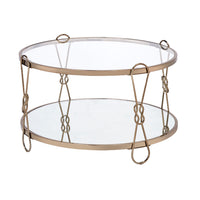 Metal Coffee Table with Glass Top and 1 Bottom Shelf,Gold and Clear - BM204503