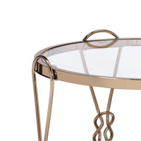 Metal End Table with Mirrored Top and 1 Bottom shelf, Gold and Clear - BM204504