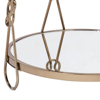 Metal End Table with Mirrored Top and 1 Bottom shelf, Gold and Clear - BM204504