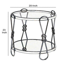 Metal End Table with Mirrored Top and 1 Bottom shelf, Gold and Clear - BM204504