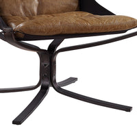 Faux Leather Upholstered Metal Frame Accent Chair with Star Base,Brown - BM204524