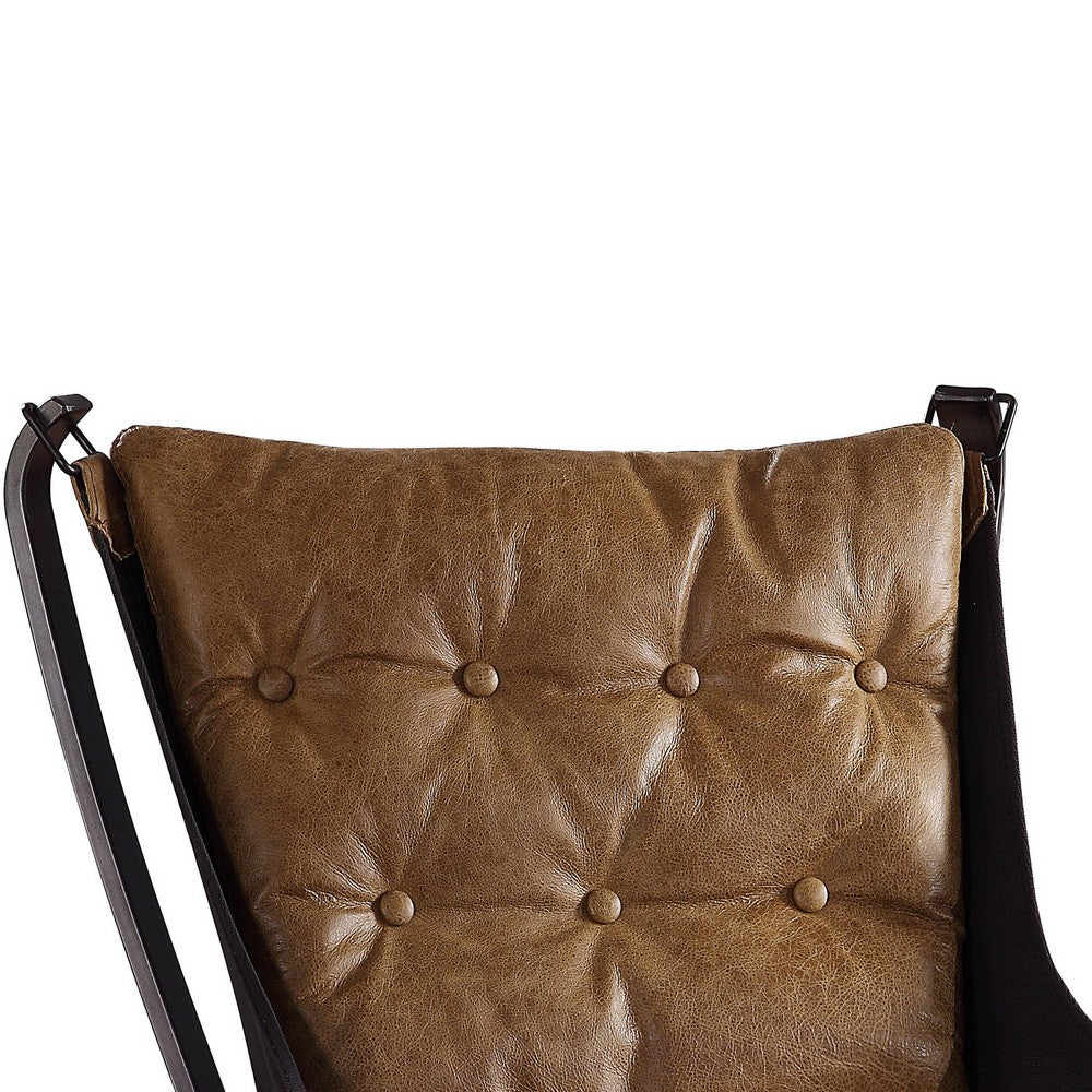 Faux Leather Upholstered Metal Frame Accent Chair with Star Base,Brown - BM204524