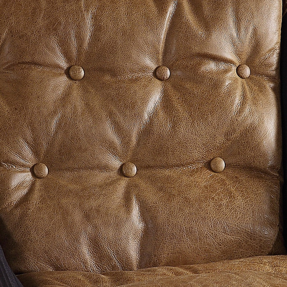 Faux Leather Upholstered Metal Frame Accent Chair with Star Base,Brown - BM204524