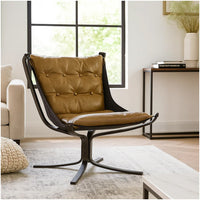 Faux Leather Upholstered Metal Frame Accent Chair with Star Base,Brown - BM204524