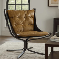 Faux Leather Upholstered Metal Frame Accent Chair with Star Base,Brown - BM204524
