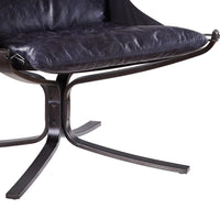 Star Base Metal Accent Chair with Faux Leather Seating, Blue and Brown - BM204525