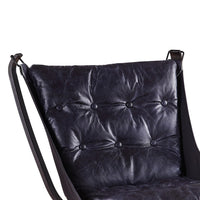 Star Base Metal Accent Chair with Faux Leather Seating, Blue and Brown - BM204525