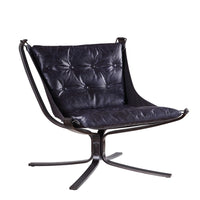 Star Base Metal Accent Chair with Faux Leather Seating, Blue and Brown - BM204525