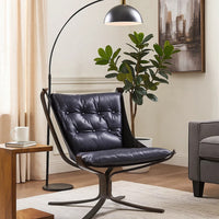 Star Base Metal Accent Chair with Faux Leather Seating, Blue and Brown - BM204525